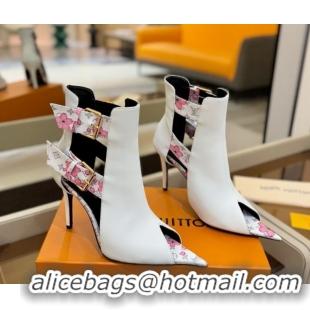 Buy Discount Louis Vuitton x TM Heel Ankle Boots 10cm with Buckles White 2025 LV071401