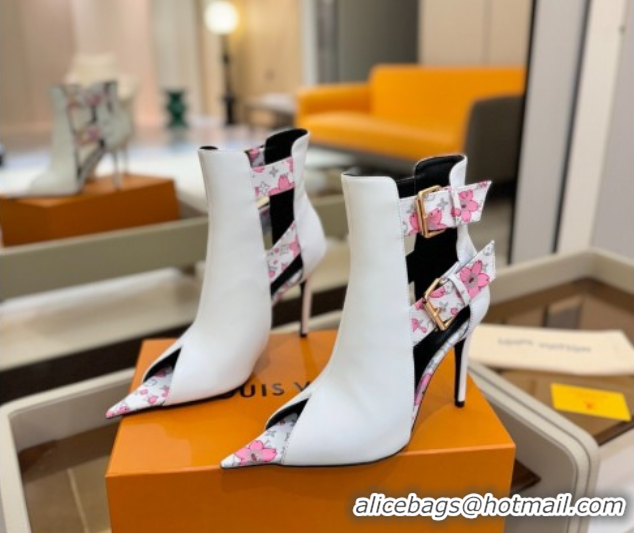 Buy Discount Louis Vuitton x TM Heel Ankle Boots 10cm with Buckles White 2025 LV071401