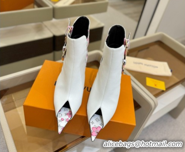Buy Discount Louis Vuitton x TM Heel Ankle Boots 10cm with Buckles White 2025 LV071401