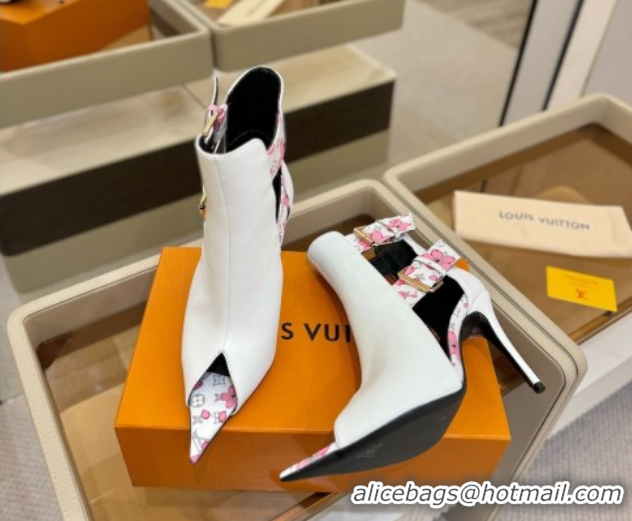 Buy Discount Louis Vuitton x TM Heel Ankle Boots 10cm with Buckles White 2025 LV071401