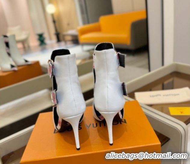 Buy Discount Louis Vuitton x TM Heel Ankle Boots 10cm with Buckles White 2025 LV071401