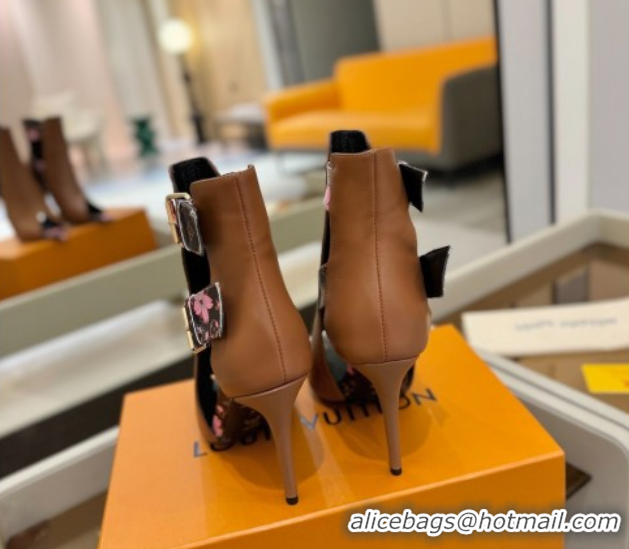 Grade Quality Louis Vuitton x TM Heel Ankle Boots 10cm with Buckles Brown 2025 LV071401