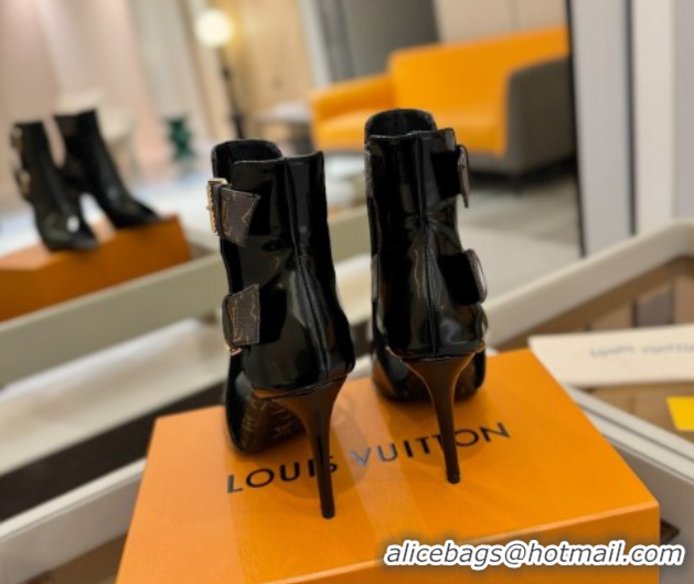 Low Price Louis Vuitton x TM Heel Ankle Boots 10cm with Buckles Black/Monogram 2025 LV071401