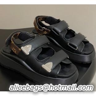 Fashion Louis Vuitton Chameleon Platform Comfort Sandals Black 2025 1AHNJU