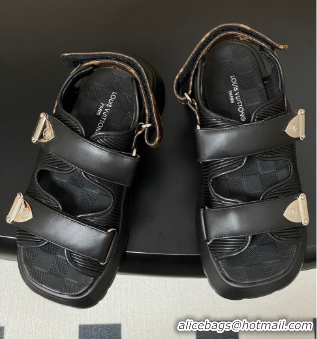 Fashion Louis Vuitton Chameleon Platform Comfort Sandals Black 2025 1AHNJU
