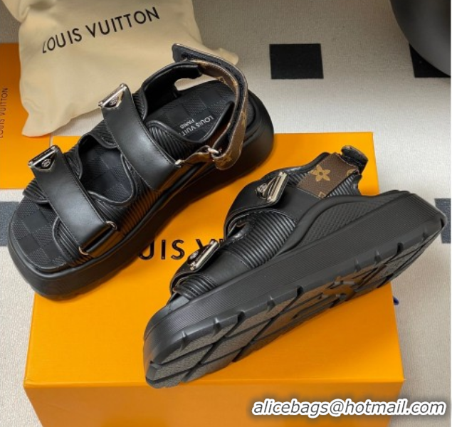 Fashion Louis Vuitton Chameleon Platform Comfort Sandals Black 2025 1AHNJU