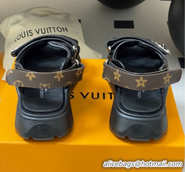 Fashion Louis Vuitton Chameleon Platform Comfort Sandals Black 2025 1AHNJU