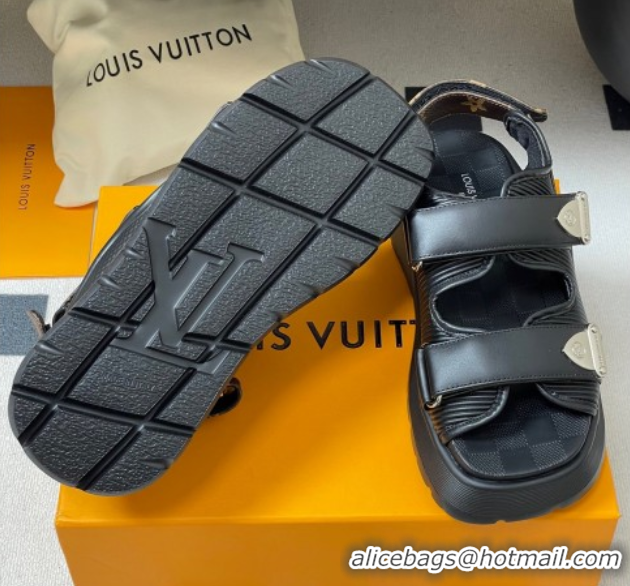 Fashion Louis Vuitton Chameleon Platform Comfort Sandals Black 2025 1AHNJU