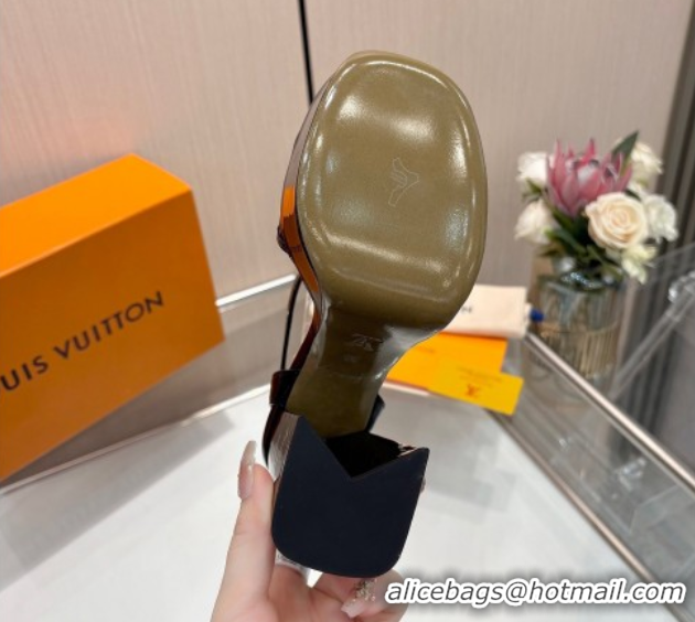 Good Looking Louis Vuitton Shake Platform Sandals 12cm in Patent Perforated Leather Black 0714038
