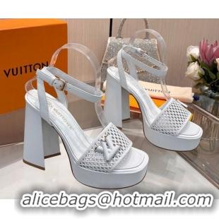 Unique Style Louis Vuitton Shake Platform Sandals 12cm in Perforated Calf Leather White 0714040