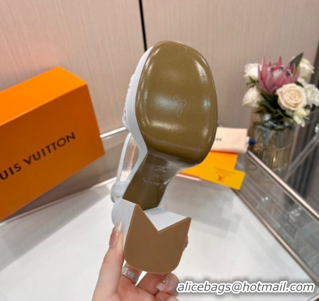 Unique Style Louis Vuitton Shake Platform Sandals 12cm in Perforated Calf Leather White 0714040