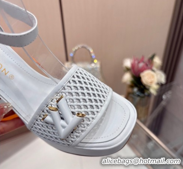 Unique Style Louis Vuitton Shake Platform Sandals 12cm in Perforated Calf Leather White 0714040