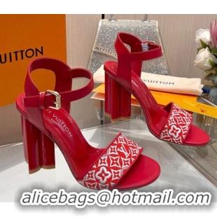 Best Product Louis Vuitton Silhouette Sandals 10cm in Monogram Jacquard and Calf Leather Red 0714043