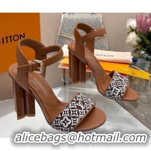 Most Popular Louis Vuitton Silhouette Sandals 10cm in Monogram Jacquard and Calf Leather Brown 0714045
