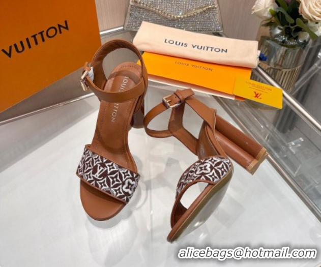 Most Popular Louis Vuitton Silhouette Sandals 10cm in Monogram Jacquard and Calf Leather Brown 0714045