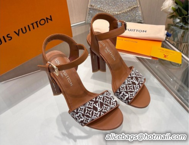 Most Popular Louis Vuitton Silhouette Sandals 10cm in Monogram Jacquard and Calf Leather Brown 0714045