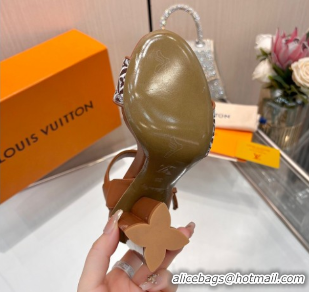 Most Popular Louis Vuitton Silhouette Sandals 10cm in Monogram Jacquard and Calf Leather Brown 0714045