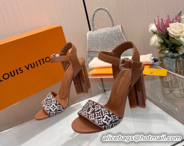 Most Popular Louis Vuitton Silhouette Sandals 10cm in Monogram Jacquard and Calf Leather Brown 0714045