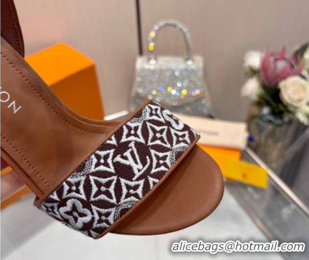 Most Popular Louis Vuitton Silhouette Sandals 10cm in Monogram Jacquard and Calf Leather Brown 0714045