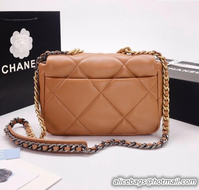 Buy Discount Chanel 19 Shiny Lambskin Small Flap Bag AS1160 Camel Brown 2025