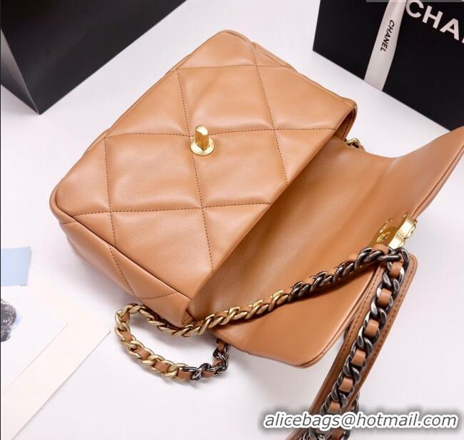 Buy Discount Chanel 19 Shiny Lambskin Small Flap Bag AS1160 Camel Brown 2025