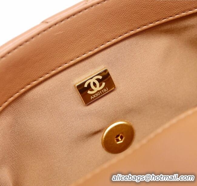 Buy Discount Chanel 19 Shiny Lambskin Small Flap Bag AS1160 Camel Brown 2025