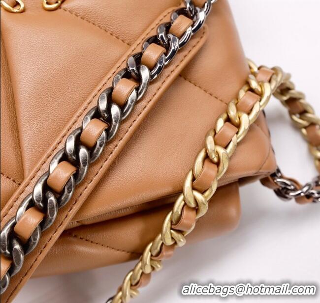 Buy Discount Chanel 19 Shiny Lambskin Small Flap Bag AS1160 Camel Brown 2025