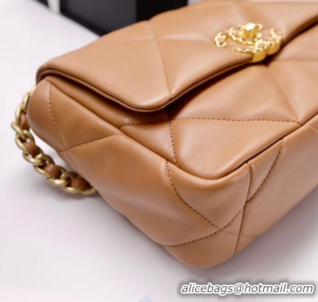 Buy Discount Chanel 19 Shiny Lambskin Small Flap Bag AS1160 Camel Brown 2025