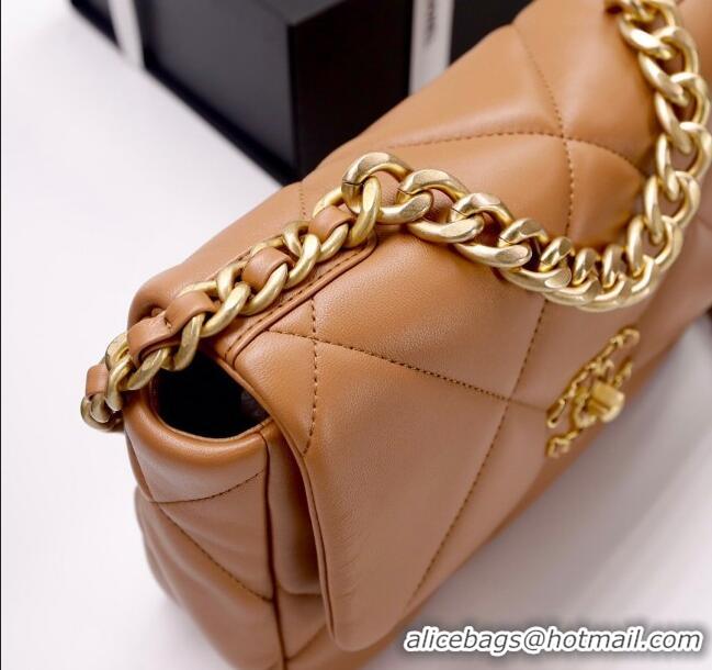 Buy Discount Chanel 19 Shiny Lambskin Small Flap Bag AS1160 Camel Brown 2025