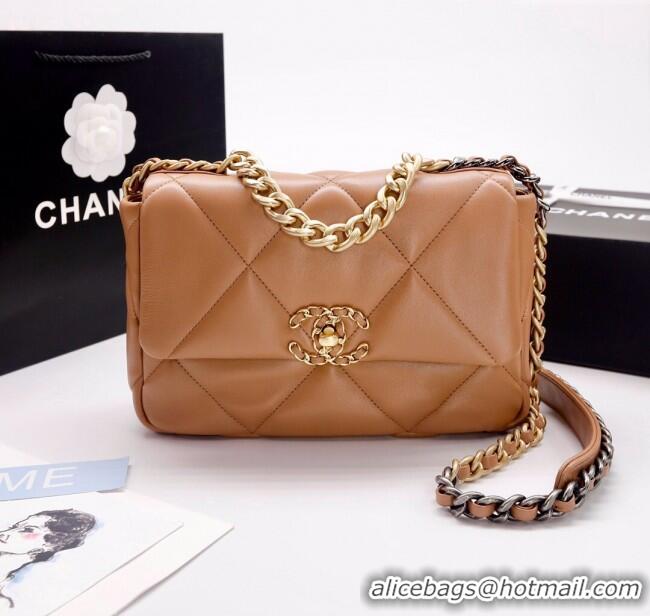 Buy Discount Chanel 19 Shiny Lambskin Small Flap Bag AS1160 Camel Brown 2025