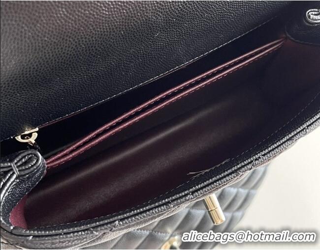 Trendy Design Chanel Coco Small Flap Bag with Top Handle in Onda Verde Calfskin A92990 Black/Burgundy 2025 Top Quality