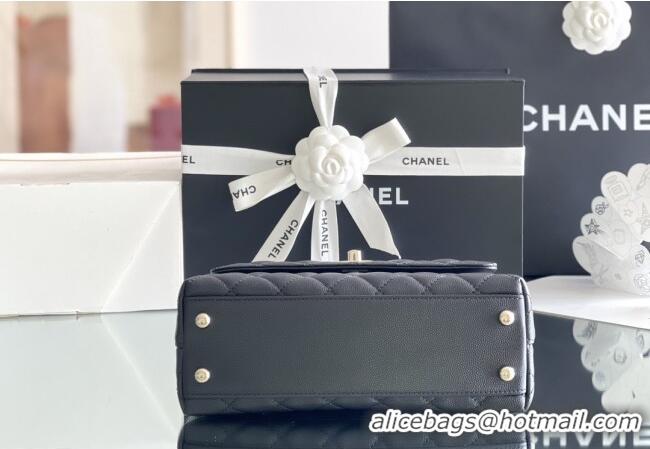 Trendy Design Chanel Coco Small Flap Bag with Top Handle in Onda Verde Calfskin A92990 Black/Burgundy 2025 Top Quality