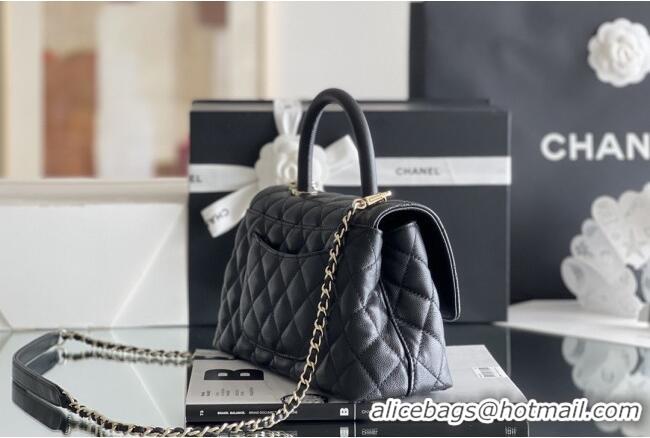 Discount Chanel Coco Small Flap Bag with Top Handle in Onda Verde Calfskin A92990 Black 2025 Top Quality