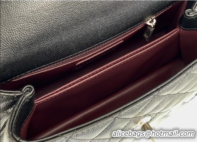 Discount Chanel Coco Small Flap Bag with Top Handle in Onda Verde Calfskin A92990 Black 2025 Top Quality