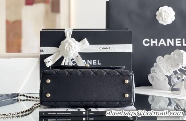 Discount Chanel Coco Small Flap Bag with Top Handle in Onda Verde Calfskin A92990 Black 2025 Top Quality