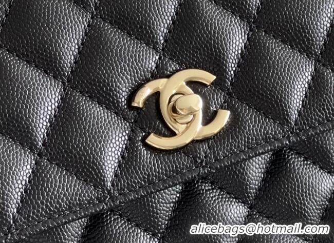 Discount Chanel Coco Small Flap Bag with Top Handle in Onda Verde Calfskin A92990 Black 2025 Top Quality
