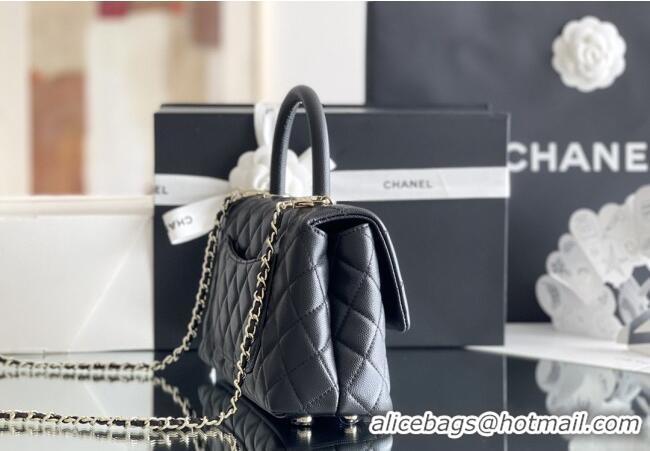 Promotional Chanel Coco Small Flap Bag with Top Handle in Onda Verde Calfskin A92990 Black 2025 Top Quality