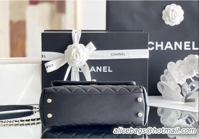 Promotional Chanel Coco Small Flap Bag with Top Handle in Onda Verde Calfskin A92990 Black 2025 Top Quality
