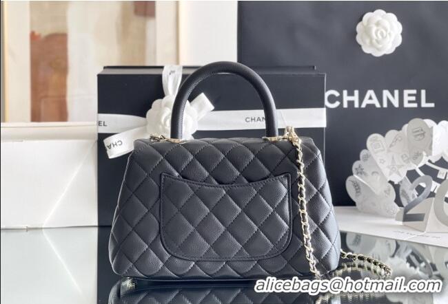 Promotional Chanel Coco Small Flap Bag with Top Handle in Onda Verde Calfskin A92990 Black 2025 Top Quality