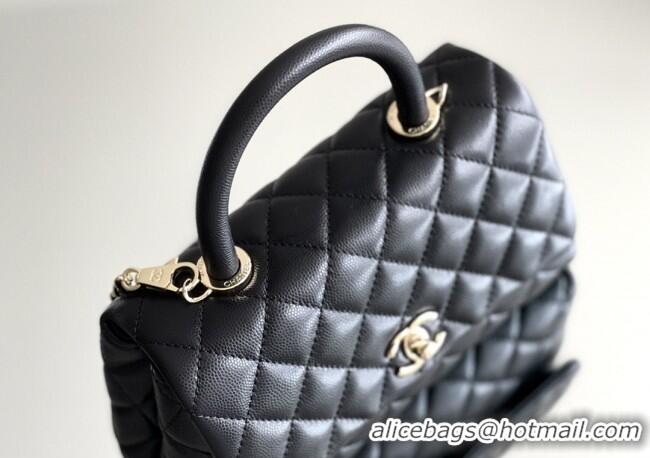 Promotional Chanel Coco Small Flap Bag with Top Handle in Onda Verde Calfskin A92990 Black 2025 Top Quality