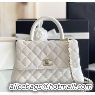 Good Taste Chanel Coco Small Flap Bag with Top Handle in Onda Verde Calfskin A92990 White 2025 Top Quality