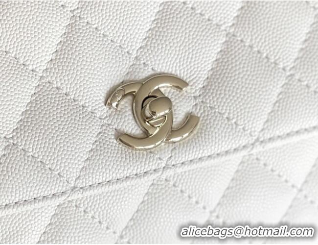 Good Taste Chanel Coco Small Flap Bag with Top Handle in Onda Verde Calfskin A92990 White 2025 Top Quality