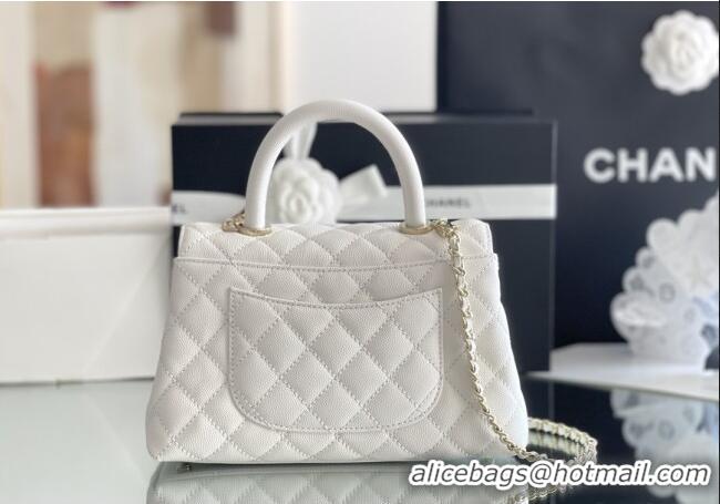 Good Taste Chanel Coco Small Flap Bag with Top Handle in Onda Verde Calfskin A92990 White 2025 Top Quality