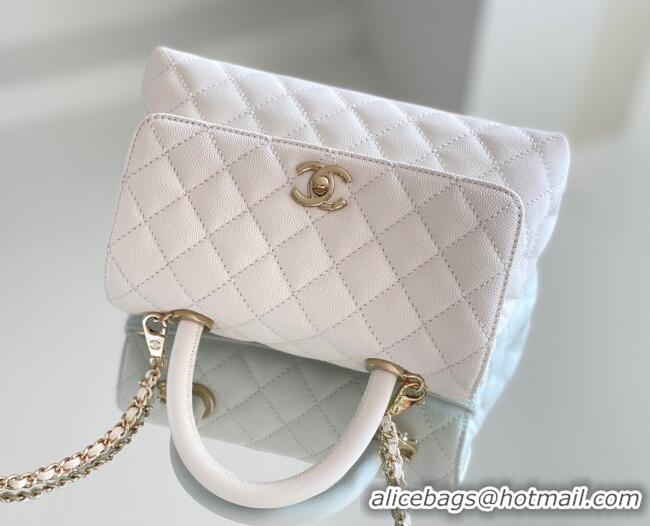 Good Taste Chanel Coco Small Flap Bag with Top Handle in Onda Verde Calfskin A92990 White 2025 Top Quality