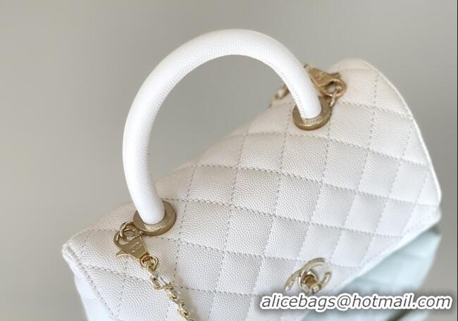 Good Taste Chanel Coco Small Flap Bag with Top Handle in Onda Verde Calfskin A92990 White 2025 Top Quality