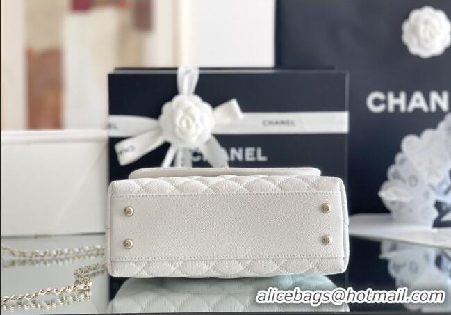 Good Taste Chanel Coco Small Flap Bag with Top Handle in Onda Verde Calfskin A92990 White 2025 Top Quality