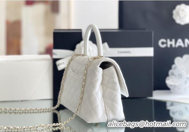 Good Taste Chanel Coco Small Flap Bag with Top Handle in Onda Verde Calfskin A92990 White 2025 Top Quality