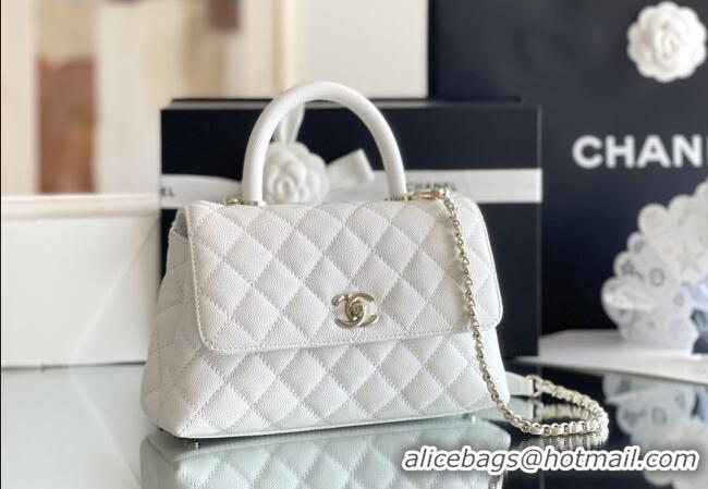 Good Taste Chanel Coco Small Flap Bag with Top Handle in Onda Verde Calfskin A92990 White 2025 Top Quality