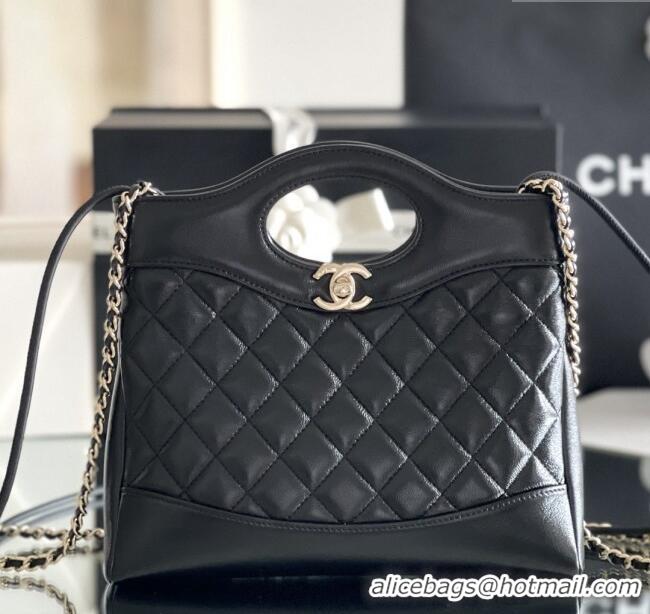 Best Price Chanel 31 Bag Shiny Lambskin Mini Shopping Bag AS4133 Black 2025 Top Quality