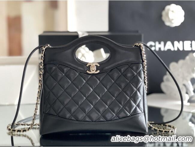 Best Price Chanel 31 Bag Shiny Lambskin Mini Shopping Bag AS4133 Black 2025 Top Quality